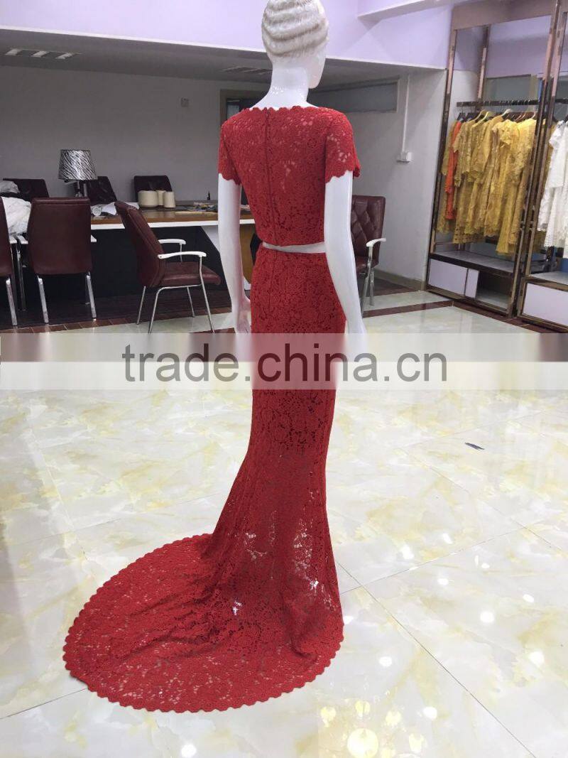 lady's crochet bead wedding dress with machine made