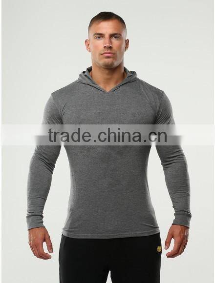 Muscle Bodybuilding Gym Pullover Hoodie for Men Slim Fit Tri-blend Hoodie Plain Heather Grey Marl Workout Hoodie Fitness Wear