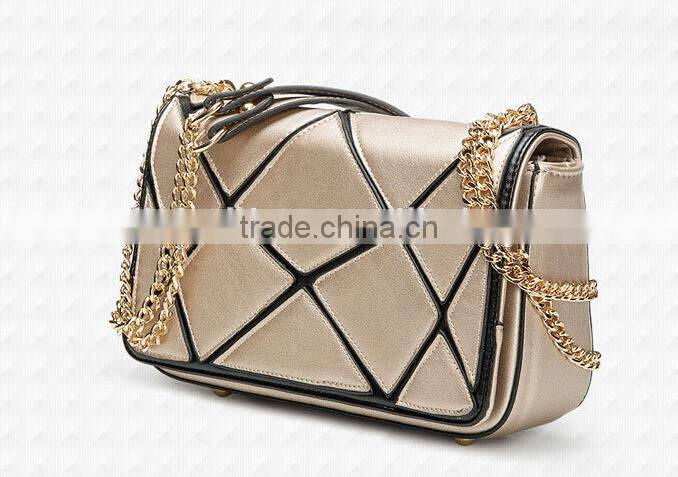 2015 fashion design gold color ladies chain bag