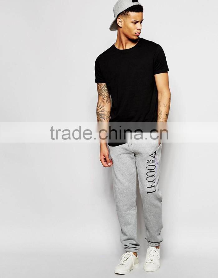 Retro grey custom logo printed joggers wholesale sweatpants mens