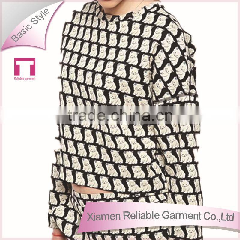 Screen printing long sleeve pattern shirt for women