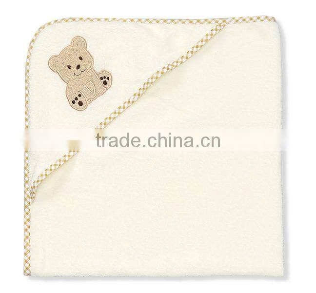 Trade assurance applique animal baby towel with hood/custom 100%cotton terry hooded baby bath towel