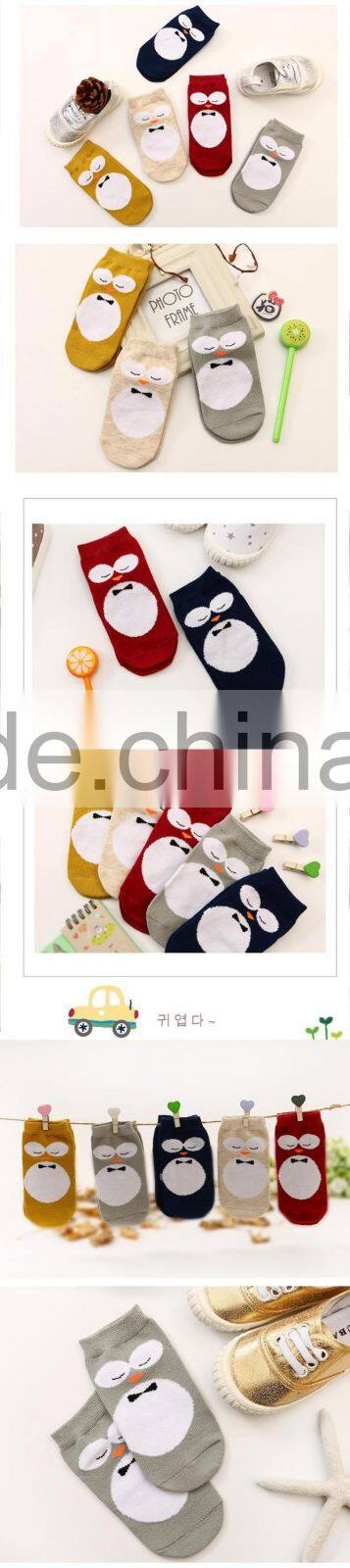 2016 cartoon owl child summer short socks for daily life Cute cotton kids sports socks