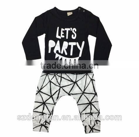 2016 New baby boy clothes set Fashion cotton long-sleeved party Letter T-shirt+pants 2pcs s Newborn baby girl clothing set