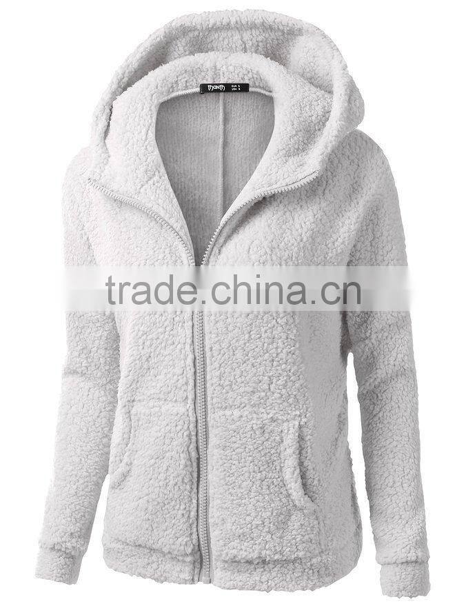 hot sale high quality super comfort custom zipper up women's hoodie coat