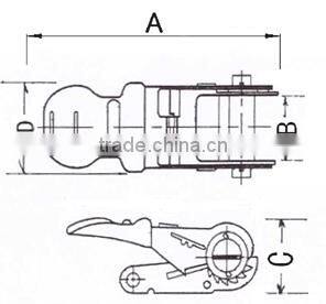 with 1" steel handle zinc plated ratchet,for 25mm lashing belt,