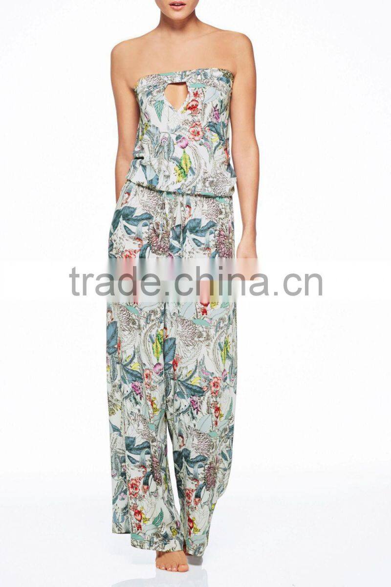 Brazil style floral printing 100% rayon harem jumpsuit