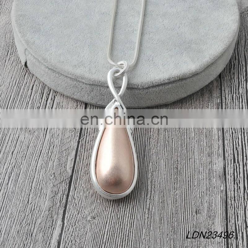 Mixed Color Metal Necklace Teardrop Pendant