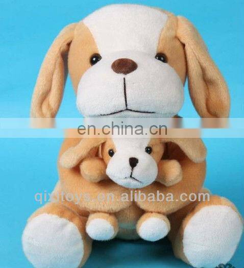 short plush mother and son dog