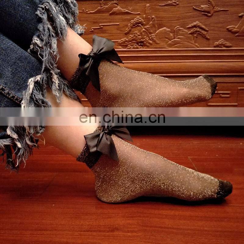 Summer women short breathable bow sock yiwu factory