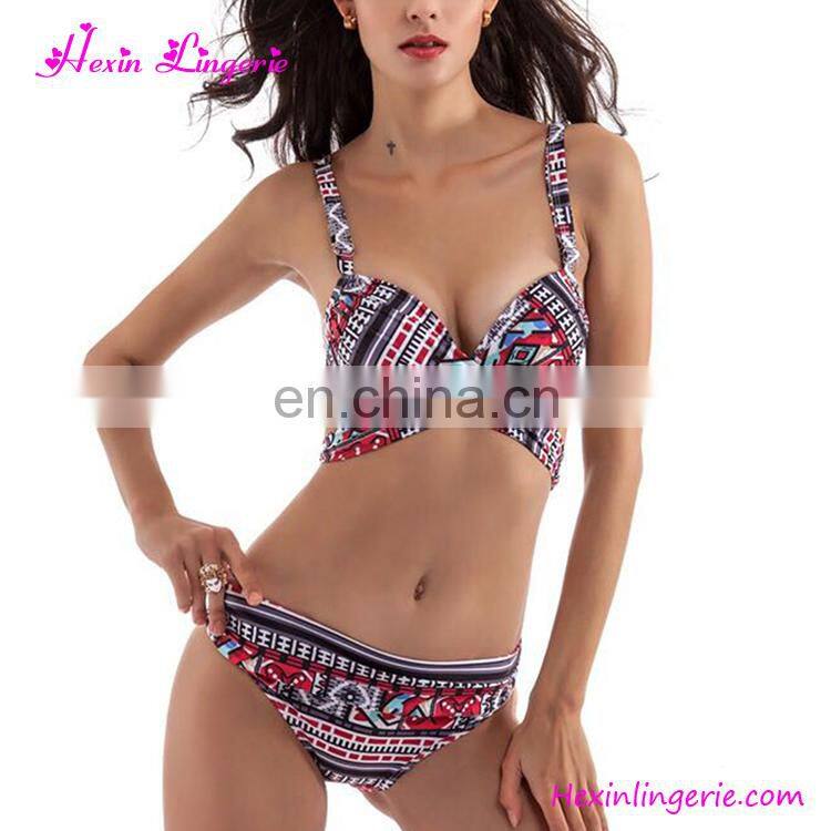 Wholesale Women Stripe Black Halter Neck One Piece Swimsuit Swimwear