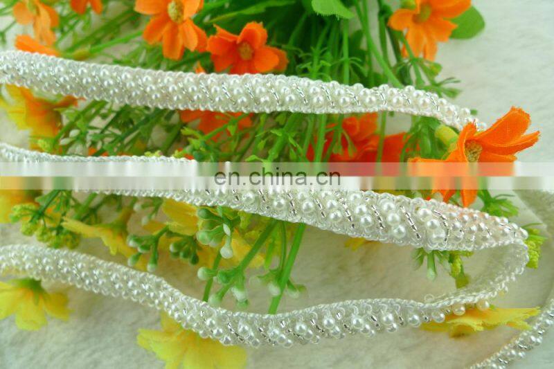 2015 decorative white beade trim for wedding Fancy Lace Trim for garment