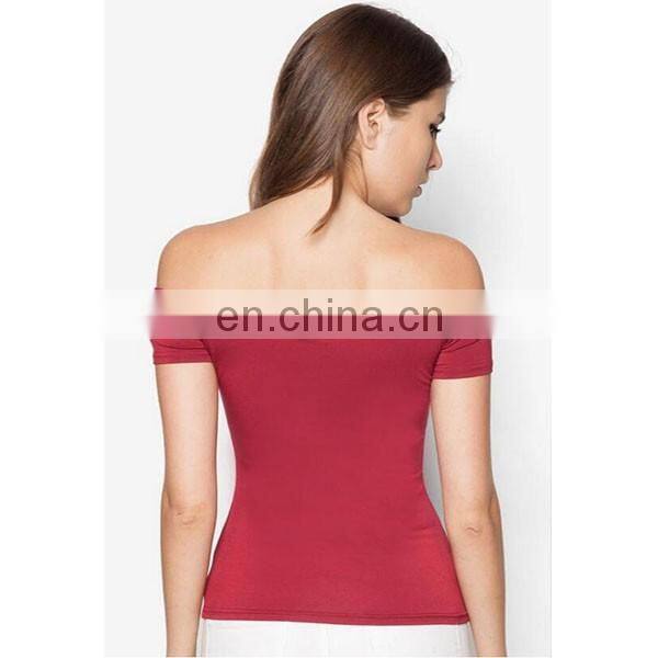Wholesale Off Shoulder Tunic Tops Fashion Design Red Ladies Blouses & Tops