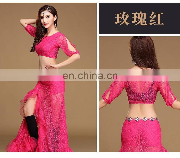 T-5147 Hot lace egyptian belly dance sexy costume top and skirt set