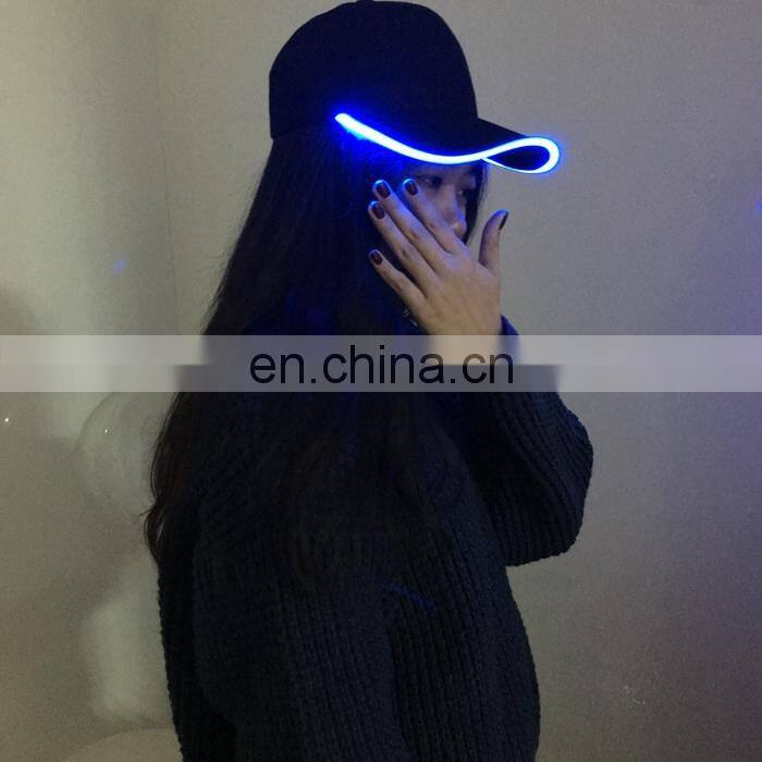 2017 new cool design 100% cotton cool led oem flashing Baseball hats caps