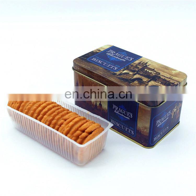 2015 new style rectangular biscuit tin containers with oem custom design
