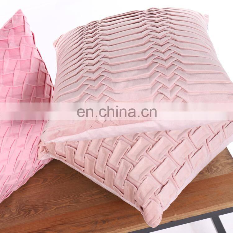 Fashion Soft Hand Home Decor Sofa Wrinkle Velvet Pink Cushion