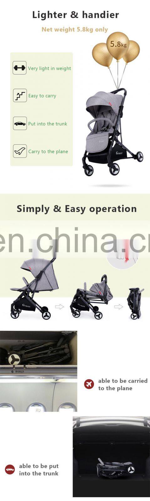 Aluminum Structure Extra Lightweight Compact Folding Stroller Baby Luxury