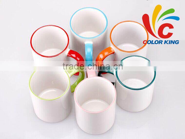 Manufacturer Wholesale Sublimation 11oz Top Grade Rim Colourful Mug