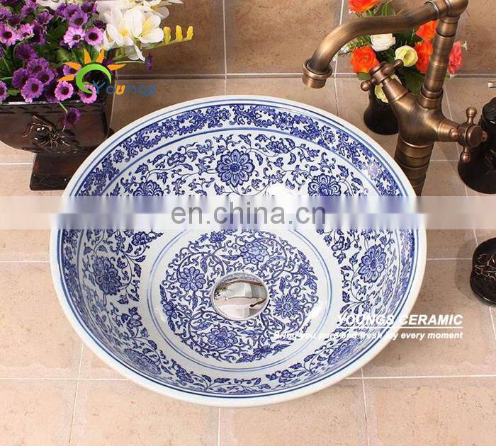Hot Selling Jingdezhen Ceramic Wash Basin Blue and White