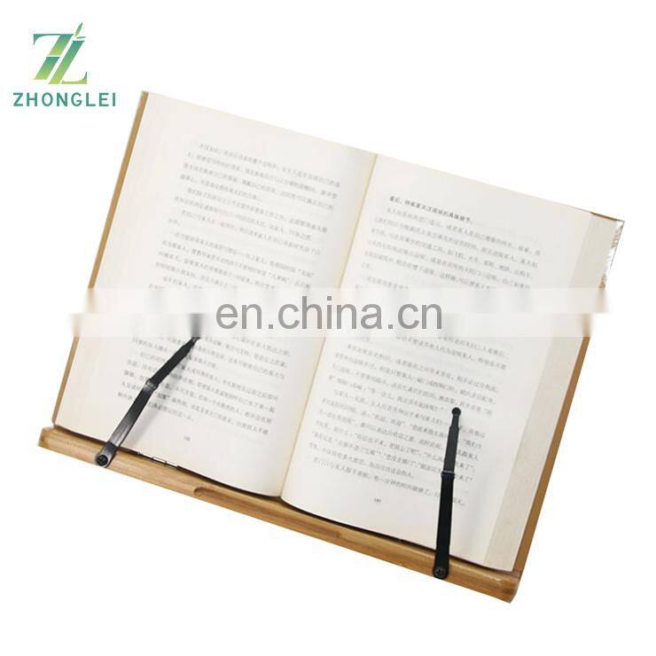 Bamboo adjustable reading rack Wooden reading shelf with folder for textbooks tablet stand computer stand