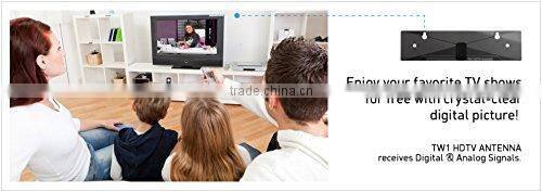 Amplified Indoor HDTV Antenna for UHF/VHF, Handsome Thin Flat Design Fits Your Home Decor