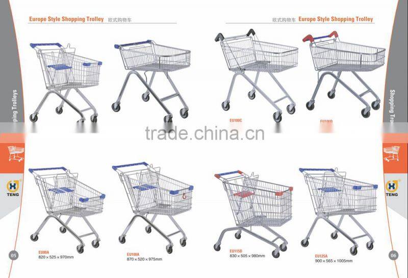 Europe Style 180L Supermarket shopping cart trolley foldable shopping trolley wheel