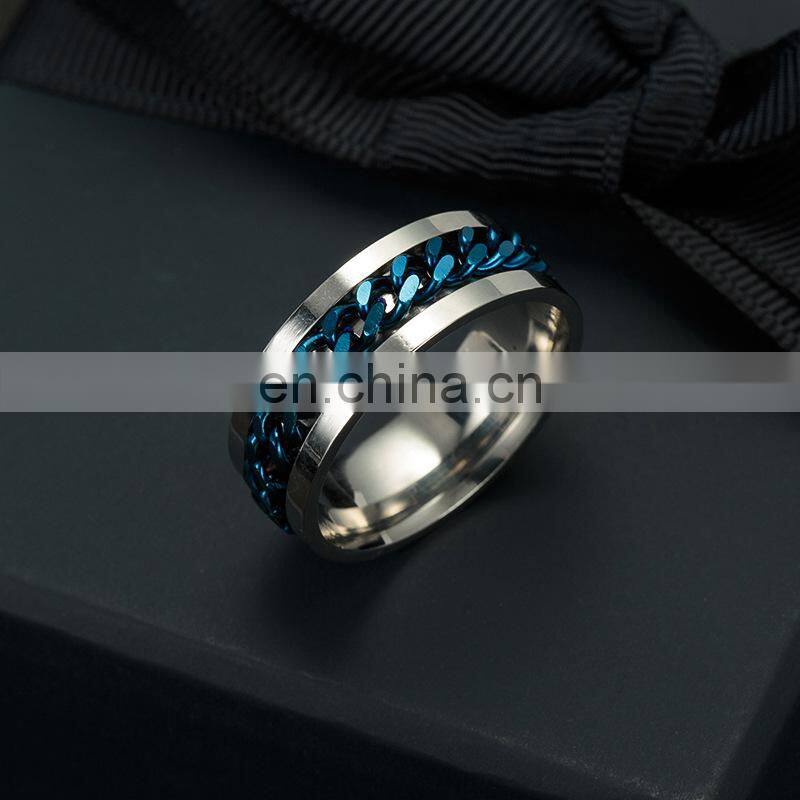 2020 Fashion Charm Men Women Jewelry Rotatable Chain Stainless Steel Ring