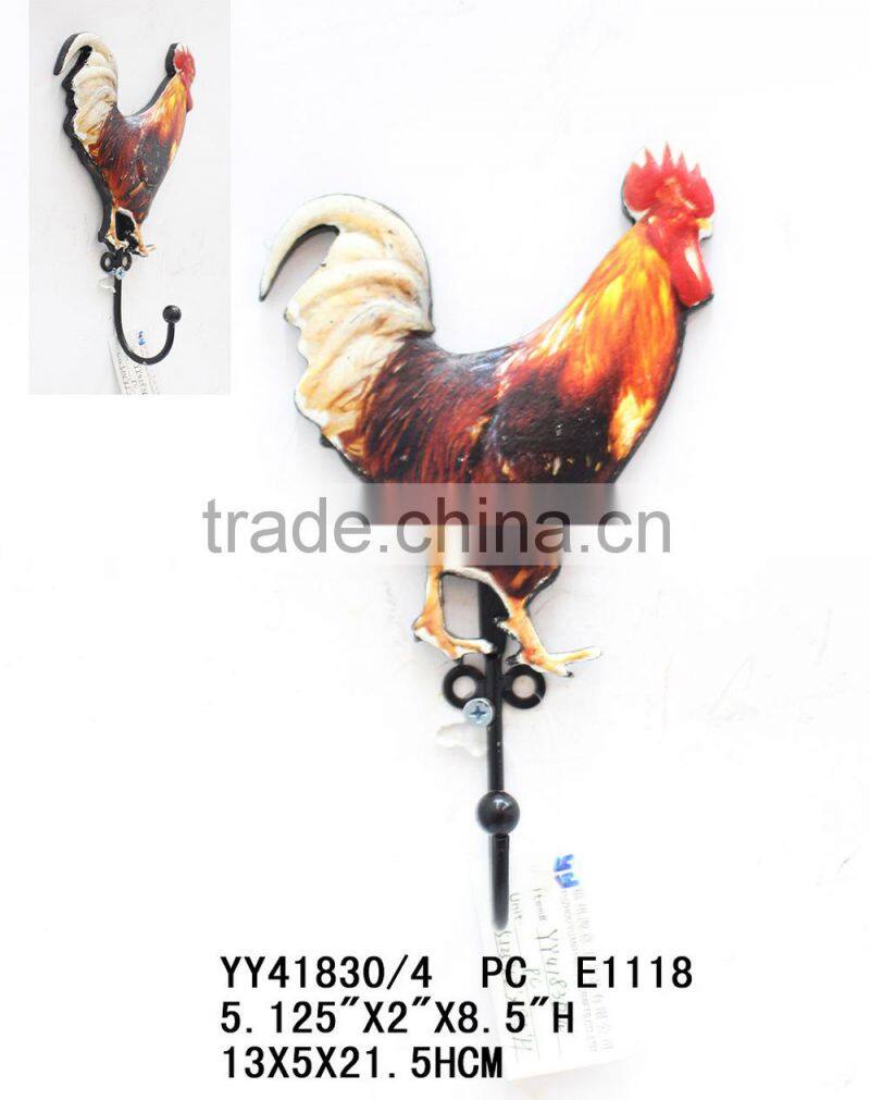 New design embossed cock shape metal hook