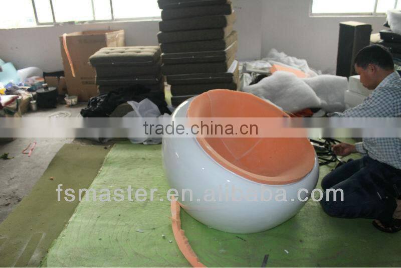 fiberglass fashion design hot designpu leather orange/black color modern fashion ball egg chair