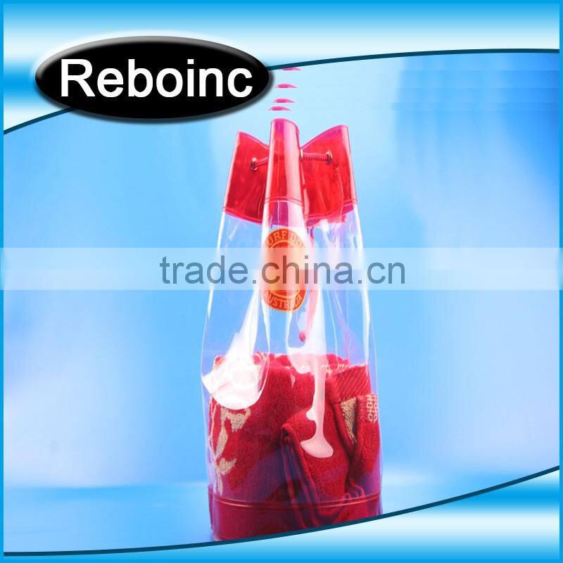 Clear PVC Drawstring Cosmetic Taking Bag XYL-D-C425 Top pvc drawstring bag with logo print