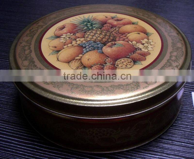 round shape dried food tin box
