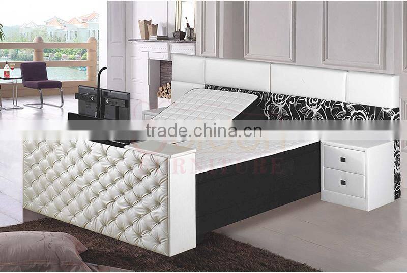 TV Electric Lift Bed New Beds Adjustable Posture Slat Base King