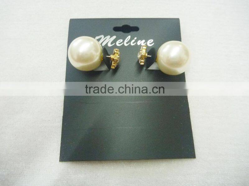 FLORAL CRYSTAL RHINESTONE PLASTIC PEARL 2 SIDED EARRING