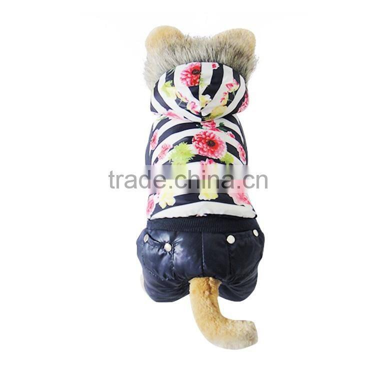 Luxury fur flower cotton Royal Blue dog clothes