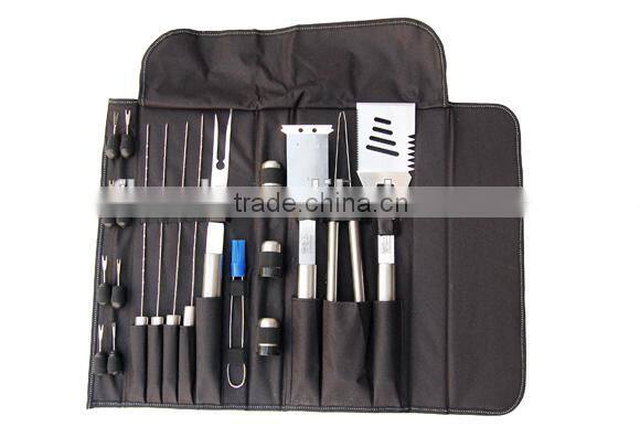 yangjiang factory manufacture stainless steel bbq cooking tools with nylon bag