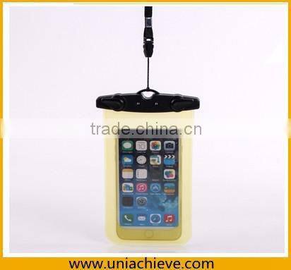Case for iPhone 6/6 plus Fashion Summer Mobile Phone PVC Waterproof Bag With waist belt and lanyard yellow