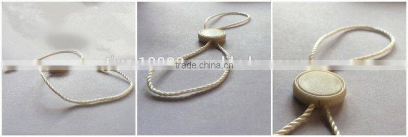 china quality string seal tag, hang tag string, garment plastic seal tag Beige seal tag metal beads string curtain