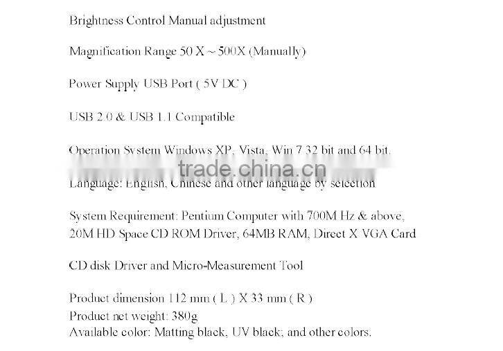 factory supply 2.0MP 500X usb digital microscope/usb microscope