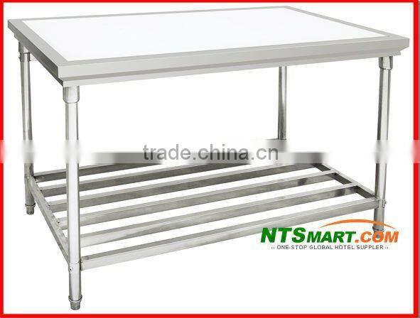 stainless steel kitchen work table with backsplash