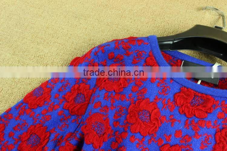 2014 Brand name Newest european runway styles edelweiss knitted models sweater tops +mini skirts with belt D1691501