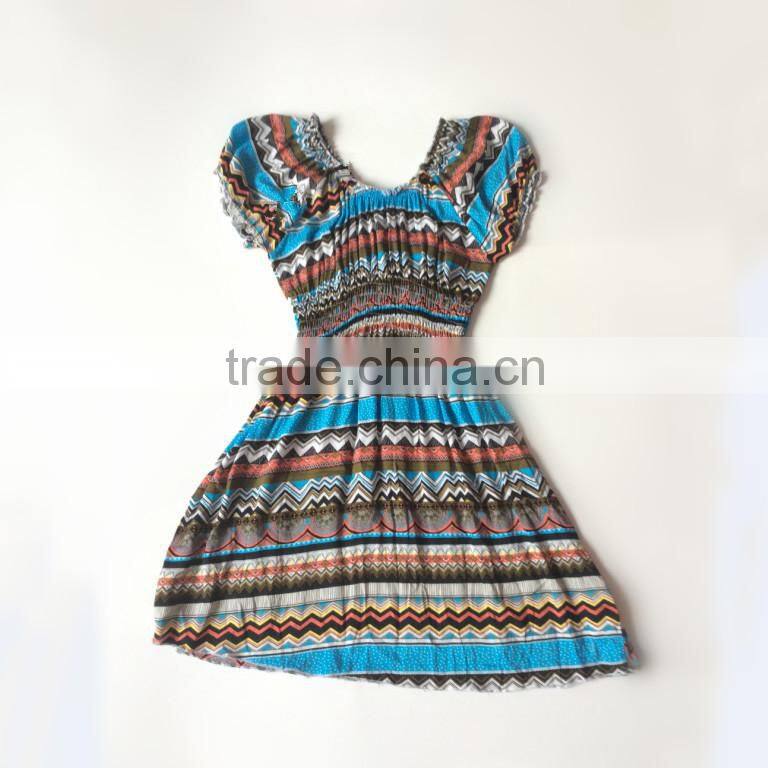 Factory Price Wholesale Several Pattern Printed Women Leisure Dress