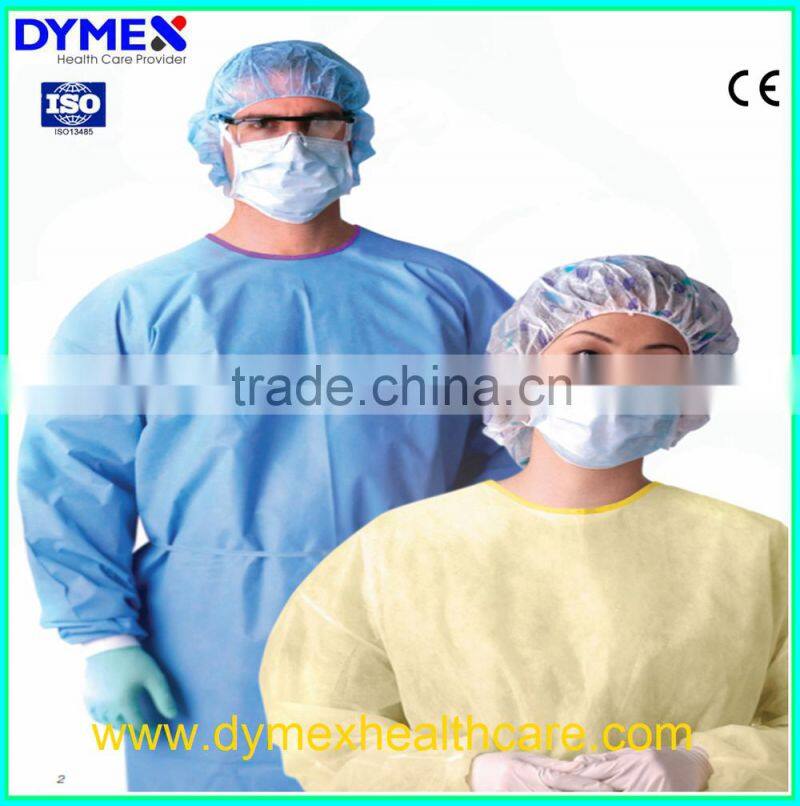 Yellow Sterile Disposable Non-woven Isolation Gowns with elastic