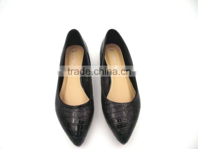2016 wholesale factory price special leather Stone Pattern women flat shoes in stock