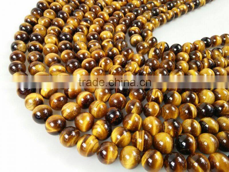 Polish Natural Stone Beads Yellow Tiger Eye Stone Loose Beads