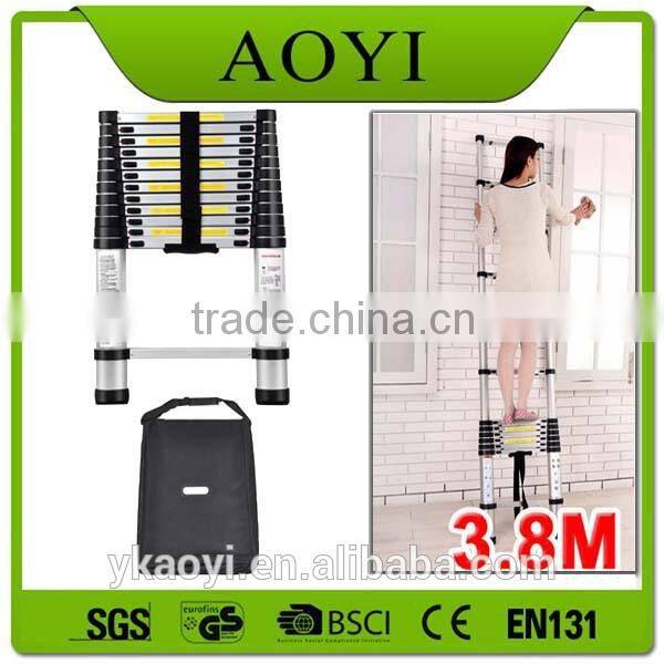 Easy carry EN131 approva 3.8m Aluminum extension ladder telescopic ladder form china suppliers