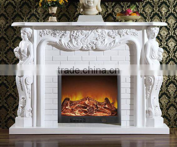 Carved Stone Woman Sculpture Marble Fireplace Mantels