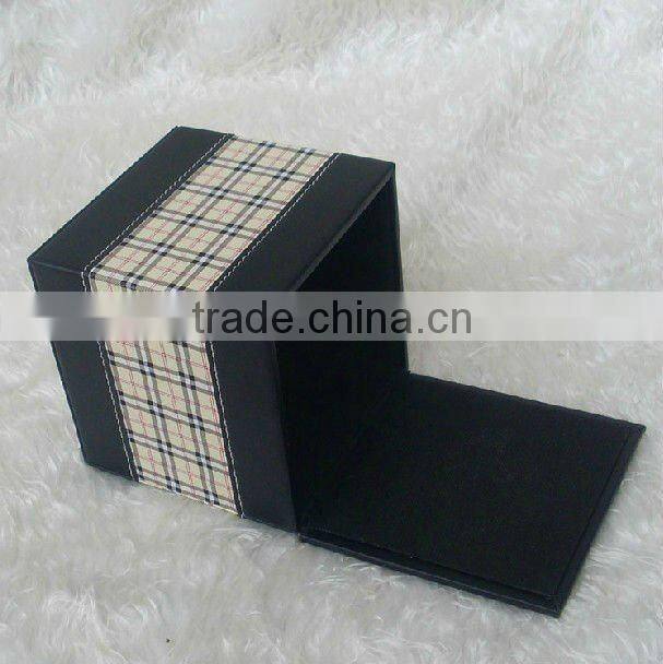 Luxury leather tissue box black