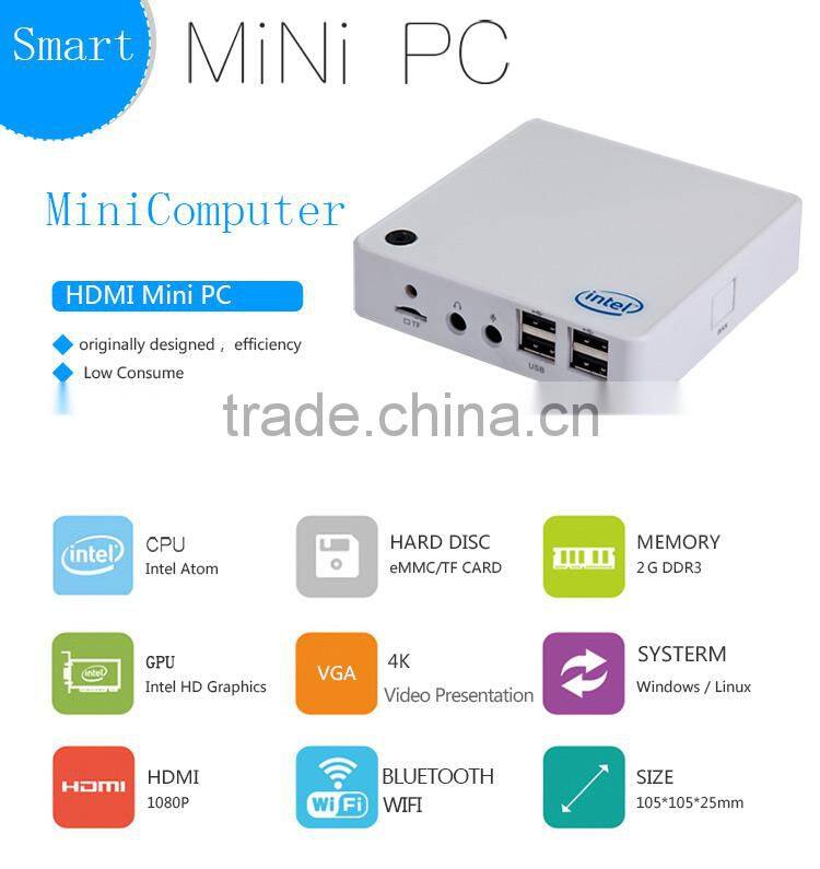 XCY FANLESS EMBEDDED COMPUTER INTEL ATOM Z3735F WITH 2G RAM 32G SSD HTPC NO HEAT LESS HEAT COMPUTER