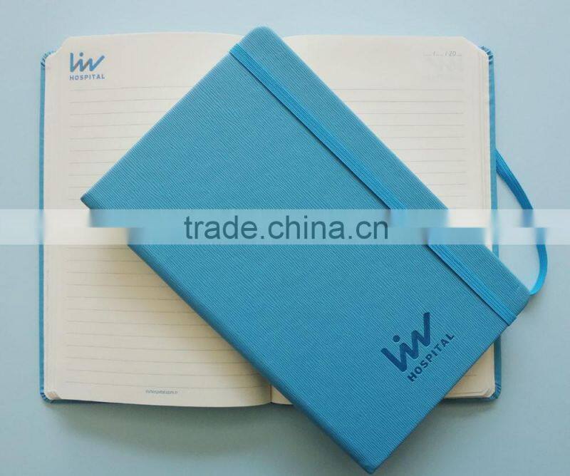 blue thermo pu leather debossed logo custom hardcover journal export to turkey